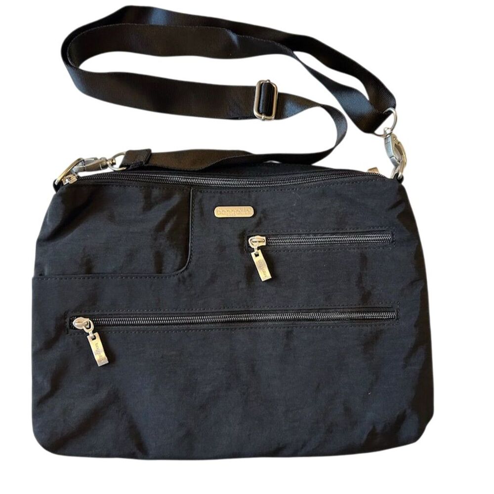 Baggallini Tablet Crossbody Bag Unisex Adjustable Strap Travel Purse Black EUC